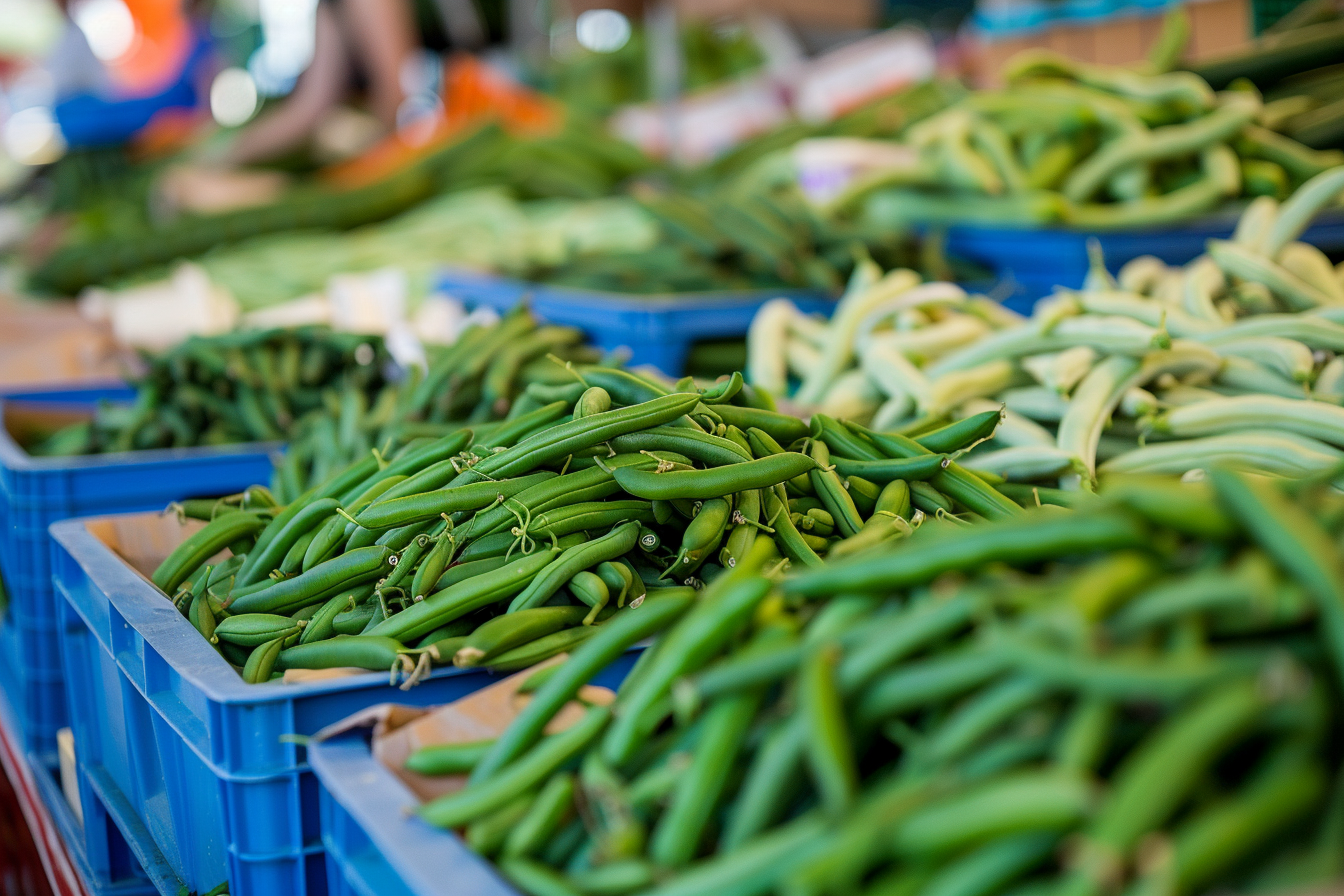 Image gratuite Haricots verts sur un marché 1