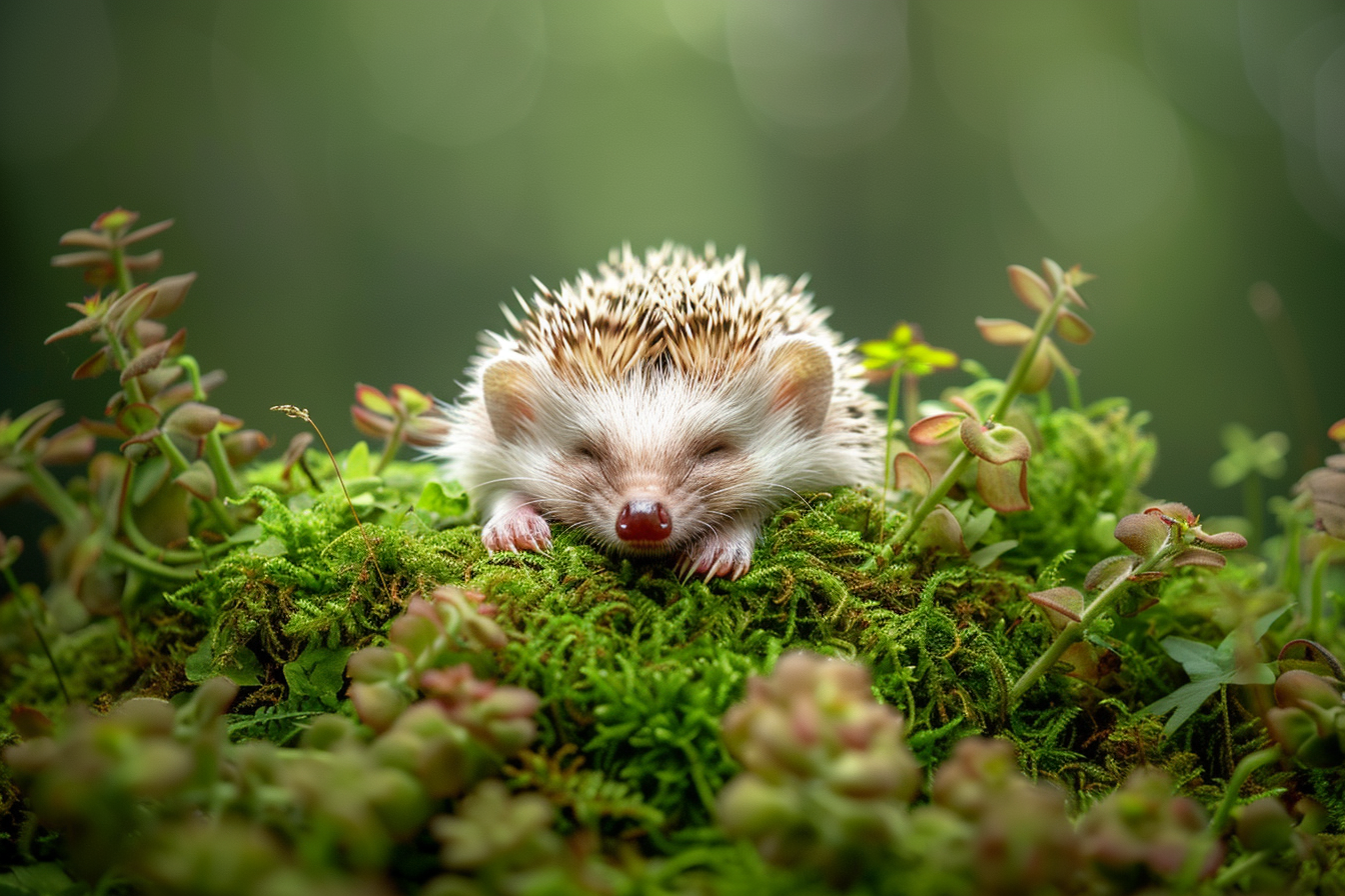 Image gratuite Hérisson blotti dans la mousse 3