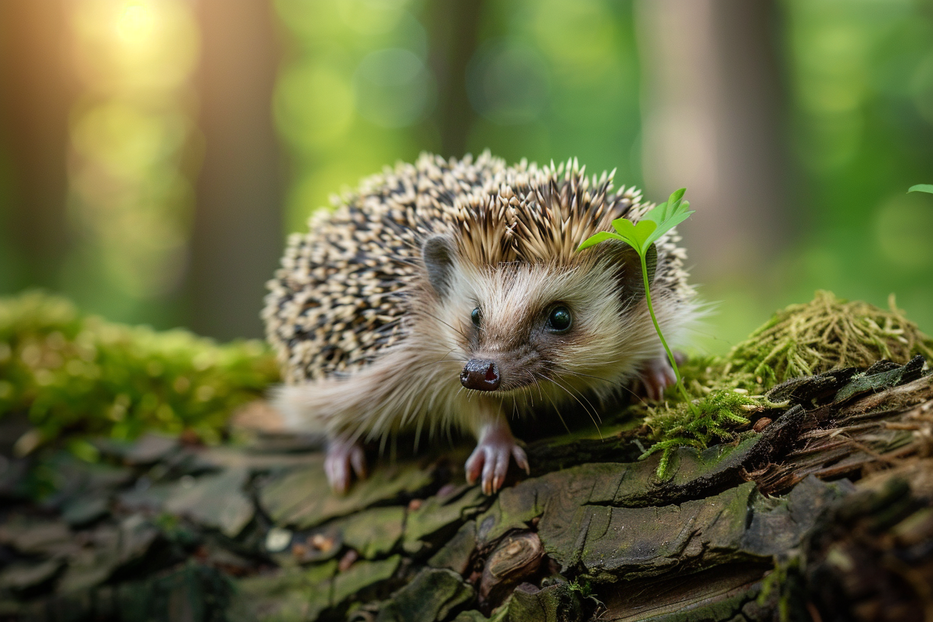 Image gratuite Hérisson explorant une bûche 1