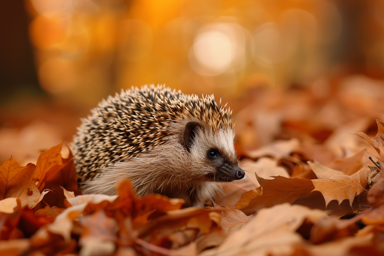 Image gratuite Hérisson marchant dans les feuilles d&rsquo;automne 1
