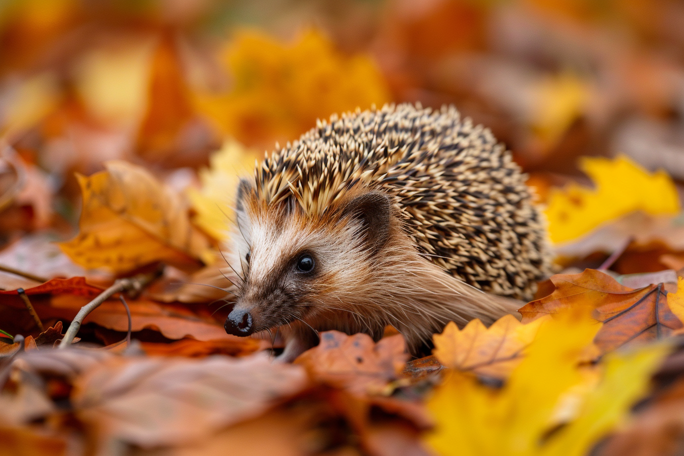 Image gratuite Hérisson marchant dans les feuilles d&rsquo;automne 2