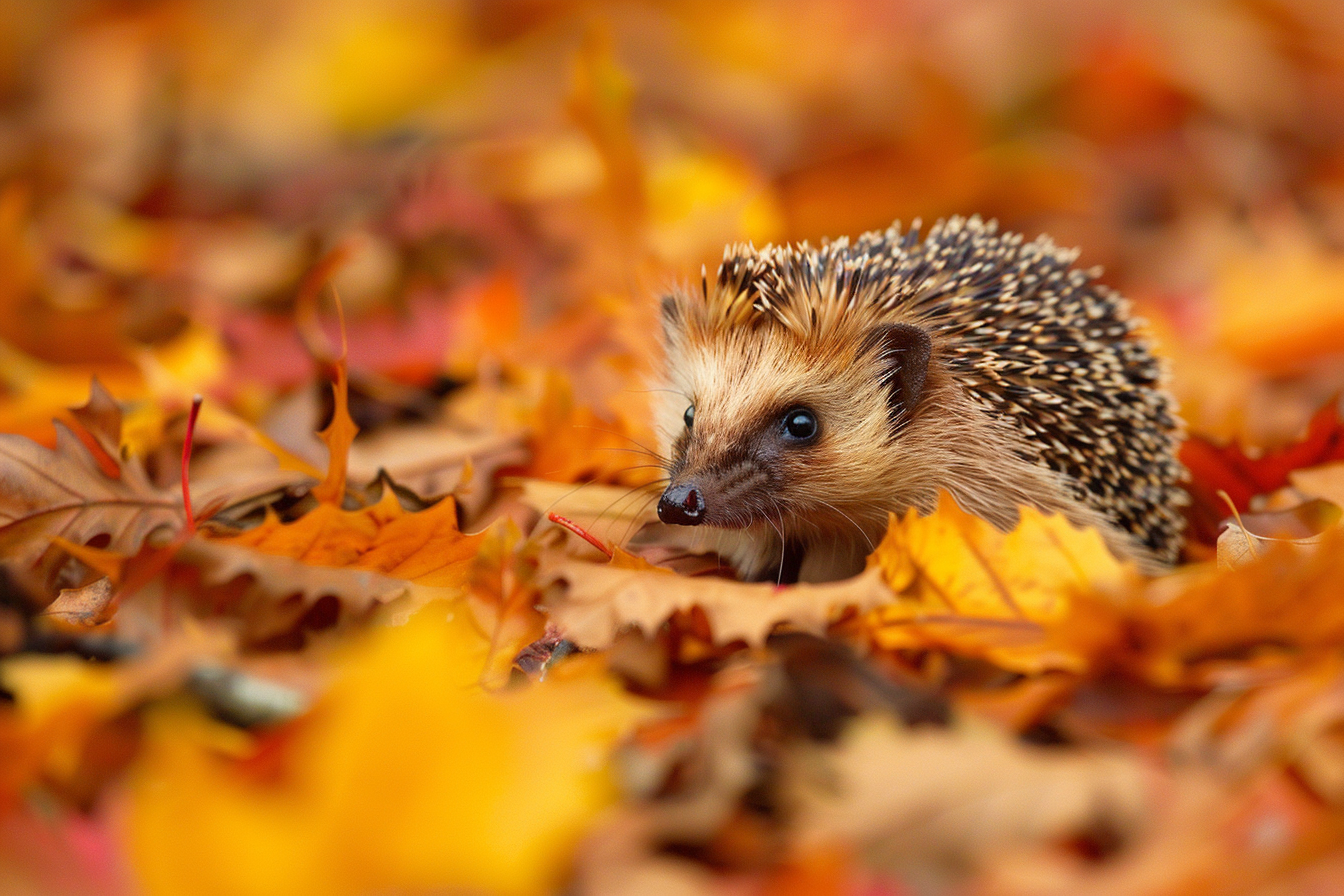 Image gratuite Hérisson marchant dans les feuilles d&rsquo;automne 3