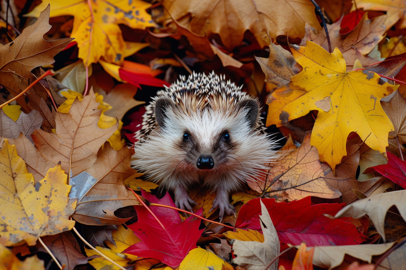 Image gratuite Hérisson sur feuilles d&rsquo;automne 1