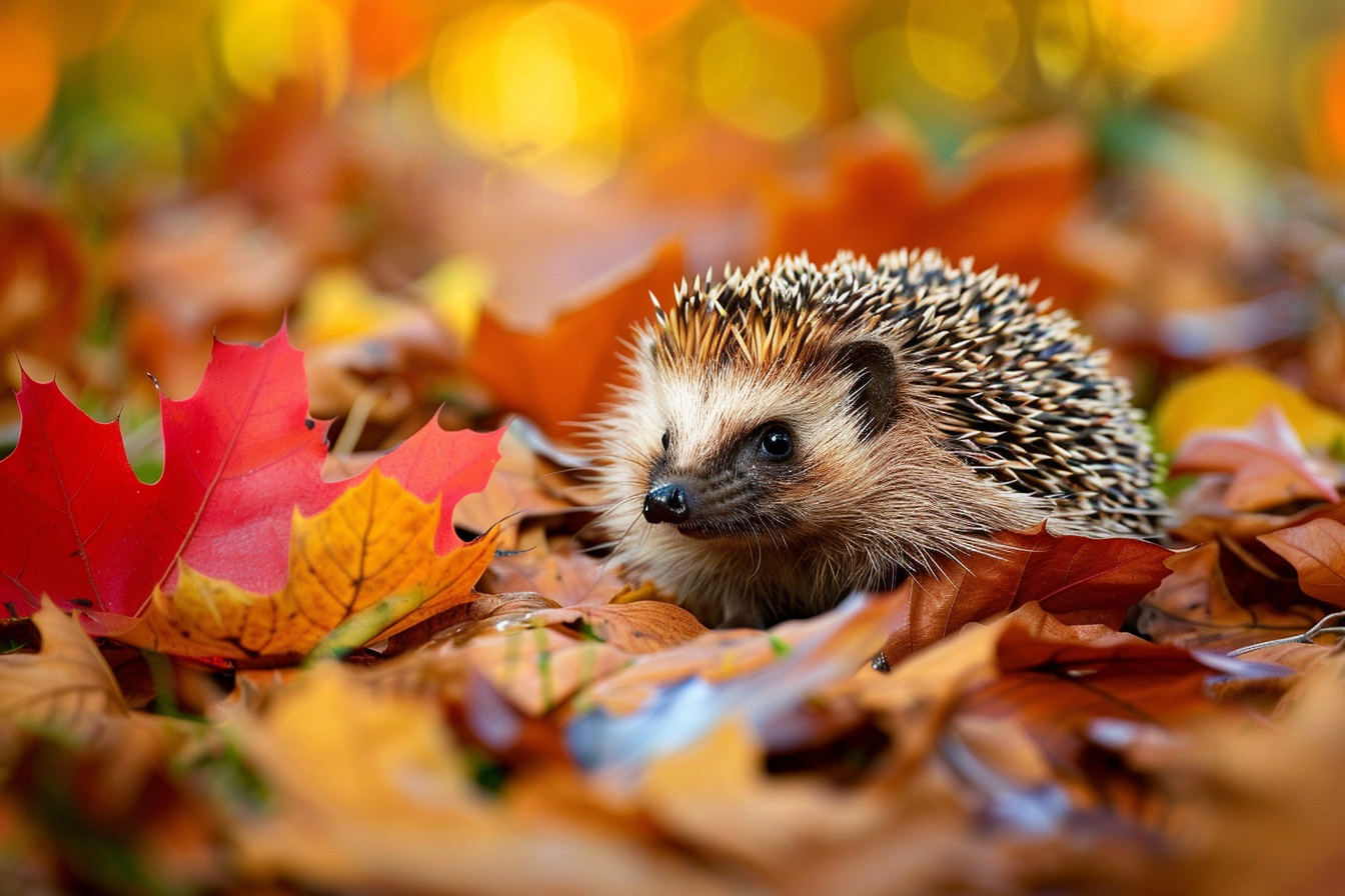 Image gratuite Hérisson sur feuilles d&rsquo;automne 2