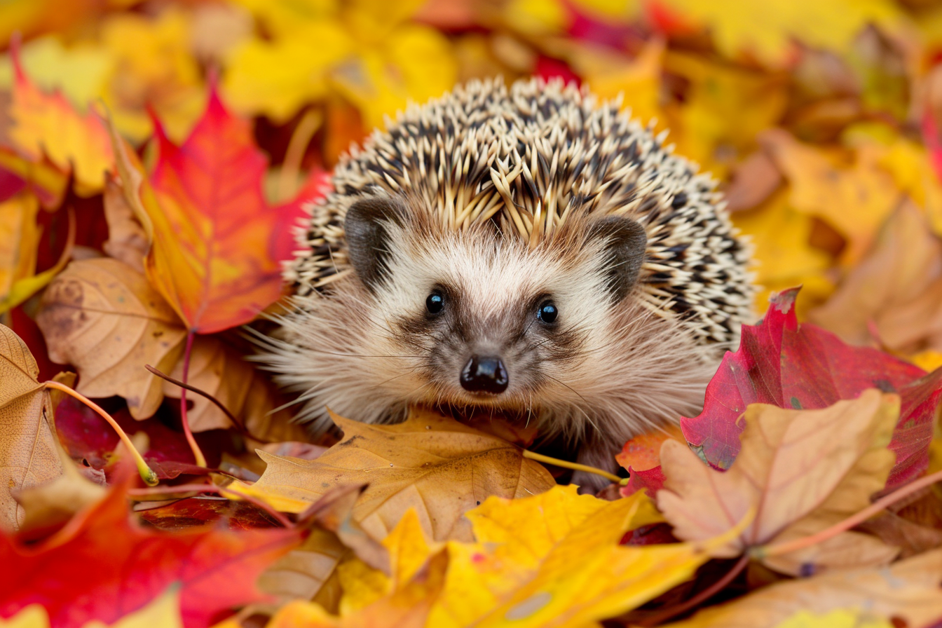 Image gratuite Hérisson sur feuilles d&rsquo;automne 3