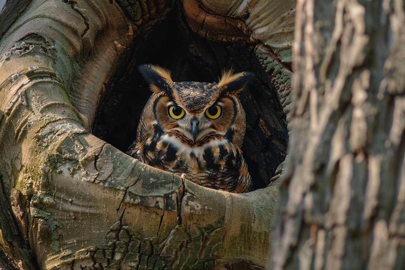 Image gratuite Hibou dans un creux d&rsquo;arbre 1