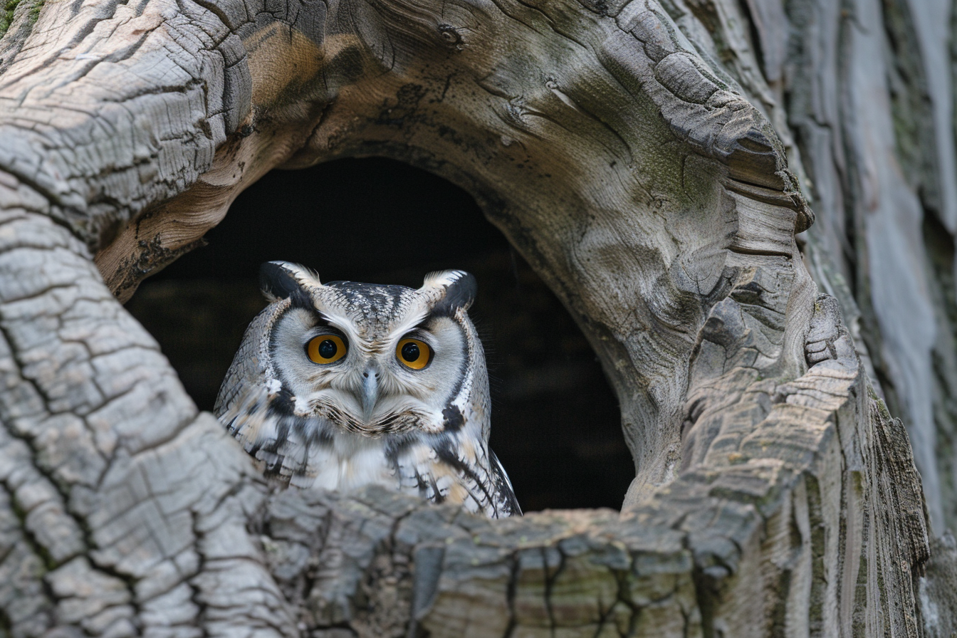 Image gratuite Hibou dans un creux d&rsquo;arbre 2