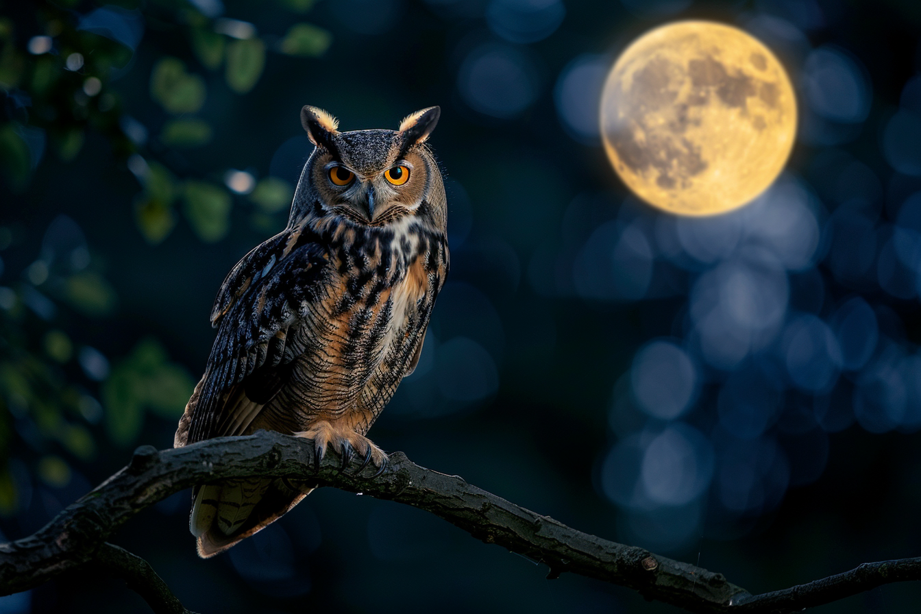 Image gratuite Hibou sous la pleine lune 1