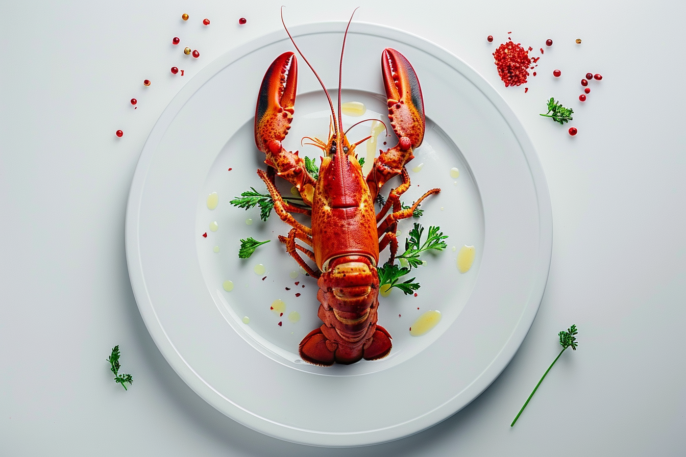 Image gratuite Homard sur assiette blanche 1