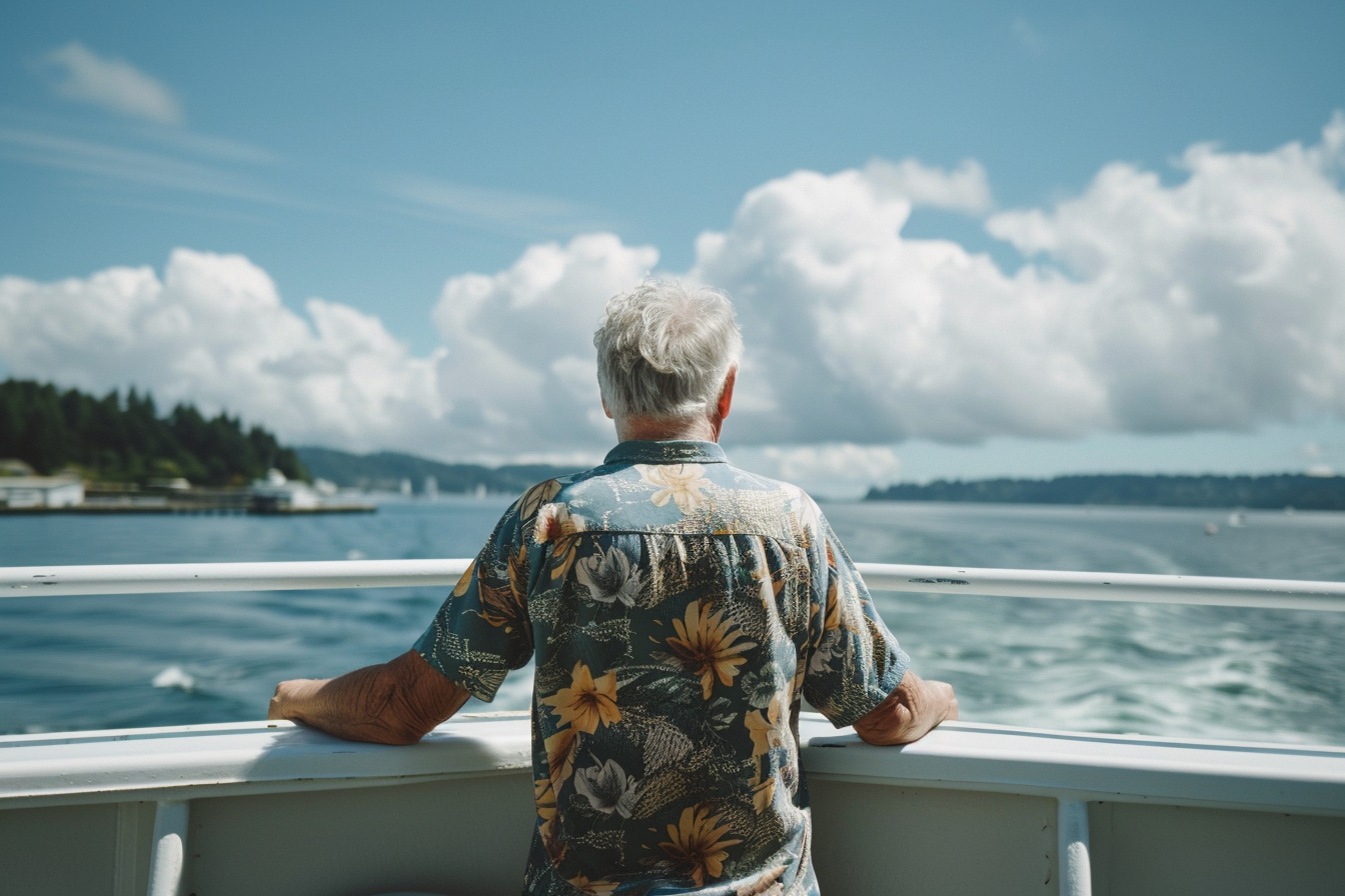Image gratuite Homme âgé debout à la proue d&rsquo;un ferry 3