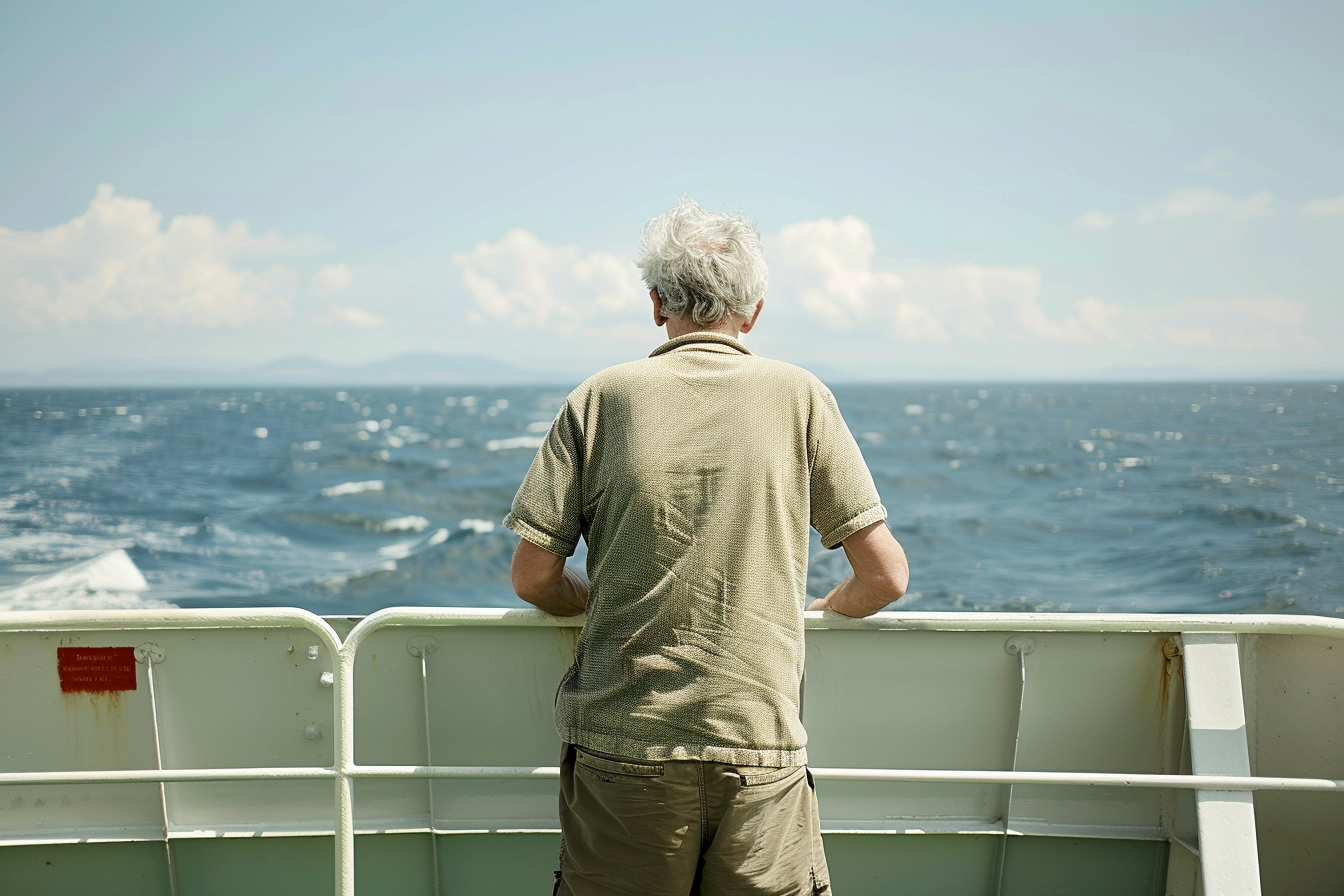 Image gratuite Homme âgé debout à la proue d&rsquo;un ferry 4