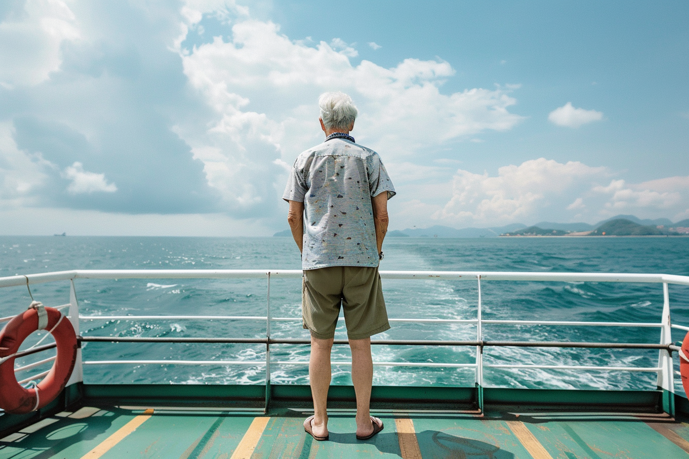 Image gratuite Homme âgé debout à la proue d&rsquo;un ferry 5
