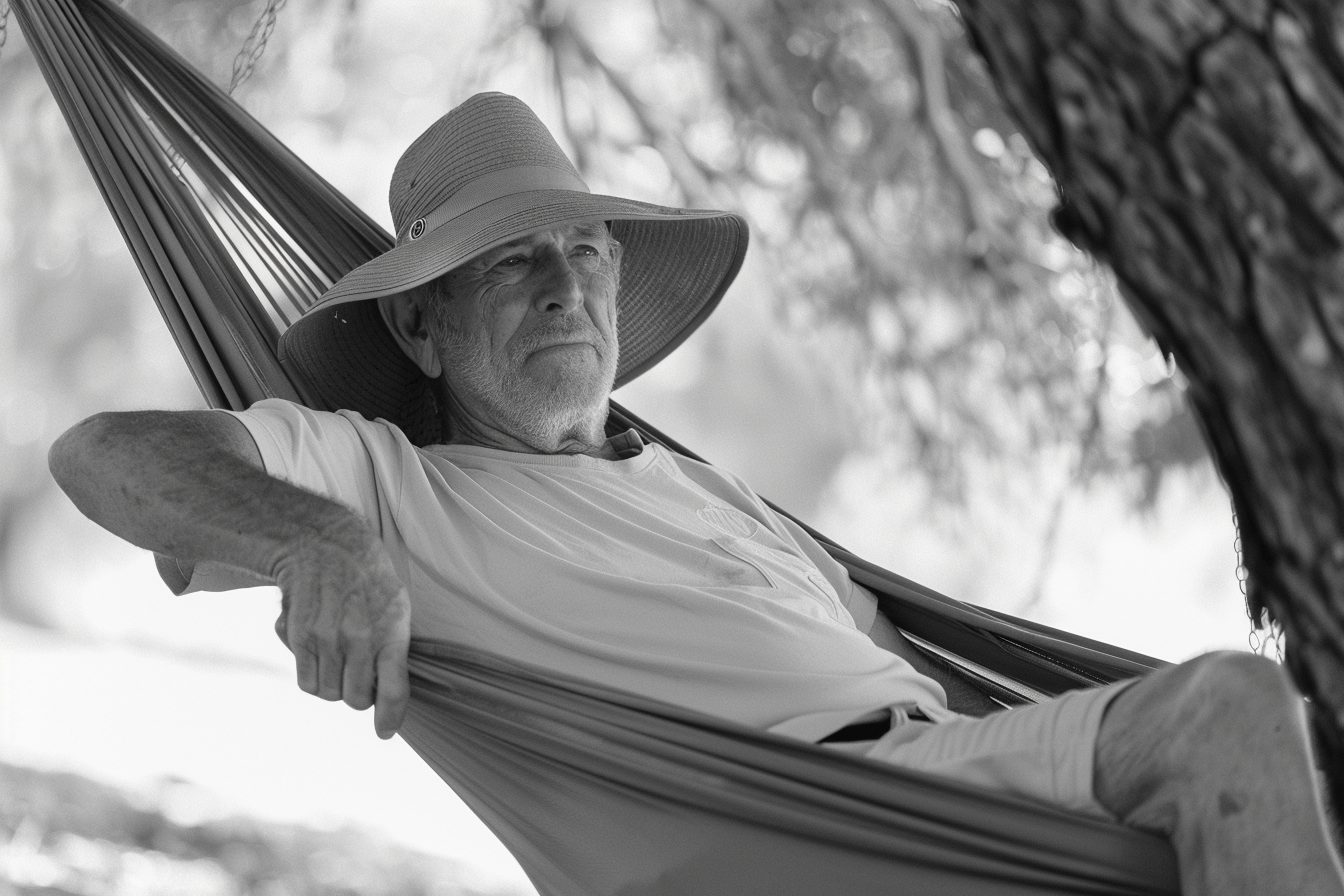 Image gratuite Homme âgé se balançant sur un hamac sous un arbre 2