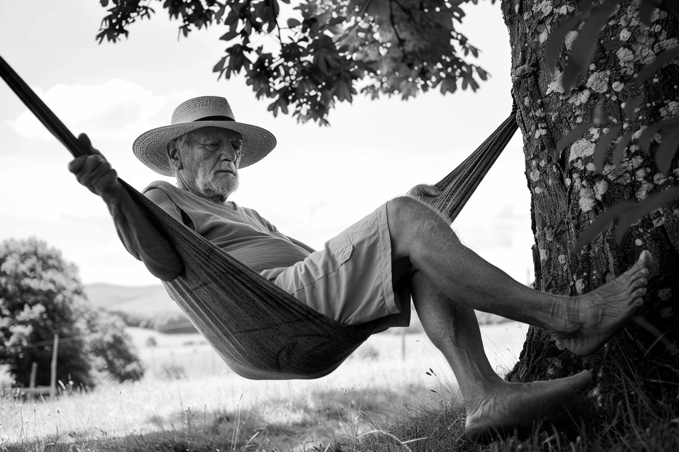Image gratuite Homme âgé se balançant sur un hamac sous un arbre 3
