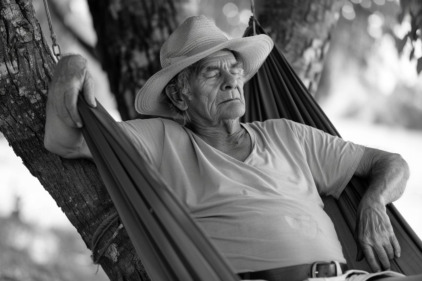 Image gratuite Homme âgé se balançant sur un hamac sous un arbre 4