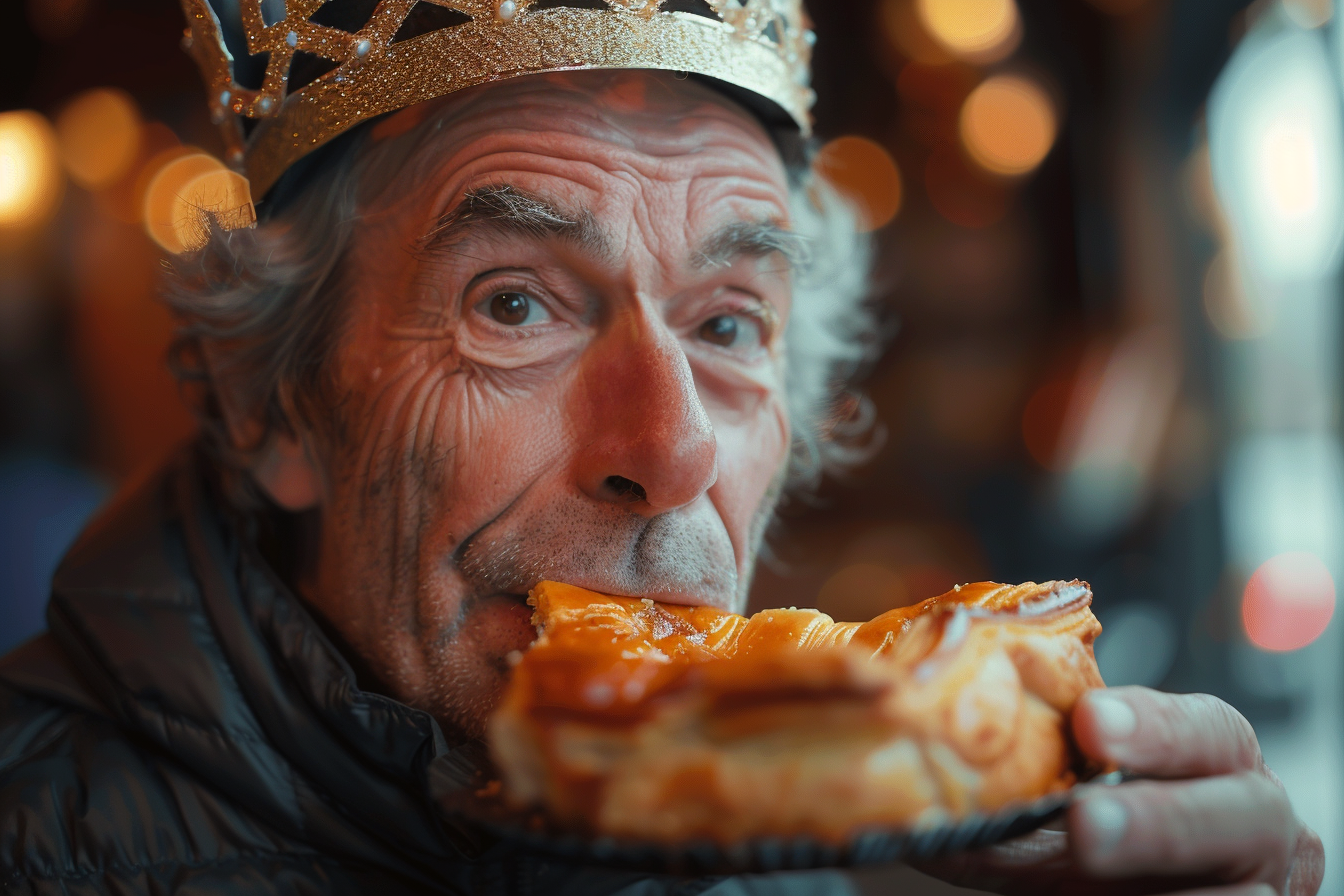 Image gratuite Homme âgé se délecte Galette des Rois 1