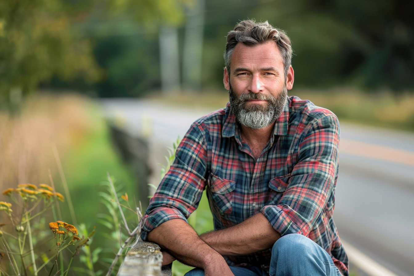 Image gratuite Homme assis sur une clôture à la campagne 3