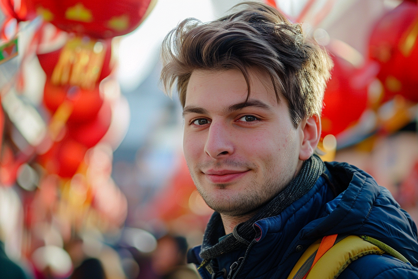 Image gratuite Homme cheveux bruns yeux marrons fête Nouvel An chinois 2