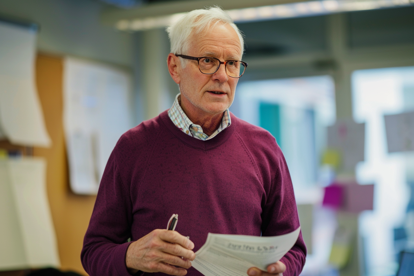 Image gratuite Homme concentré discutant rapport en réunion 1