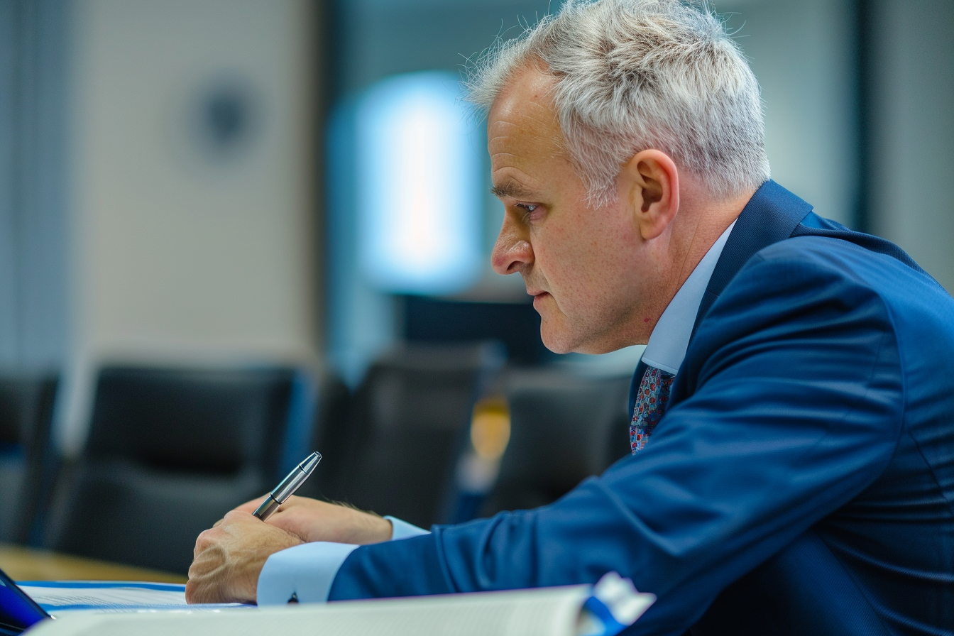 Image gratuite Homme concentré prenant des notes en réunion 1