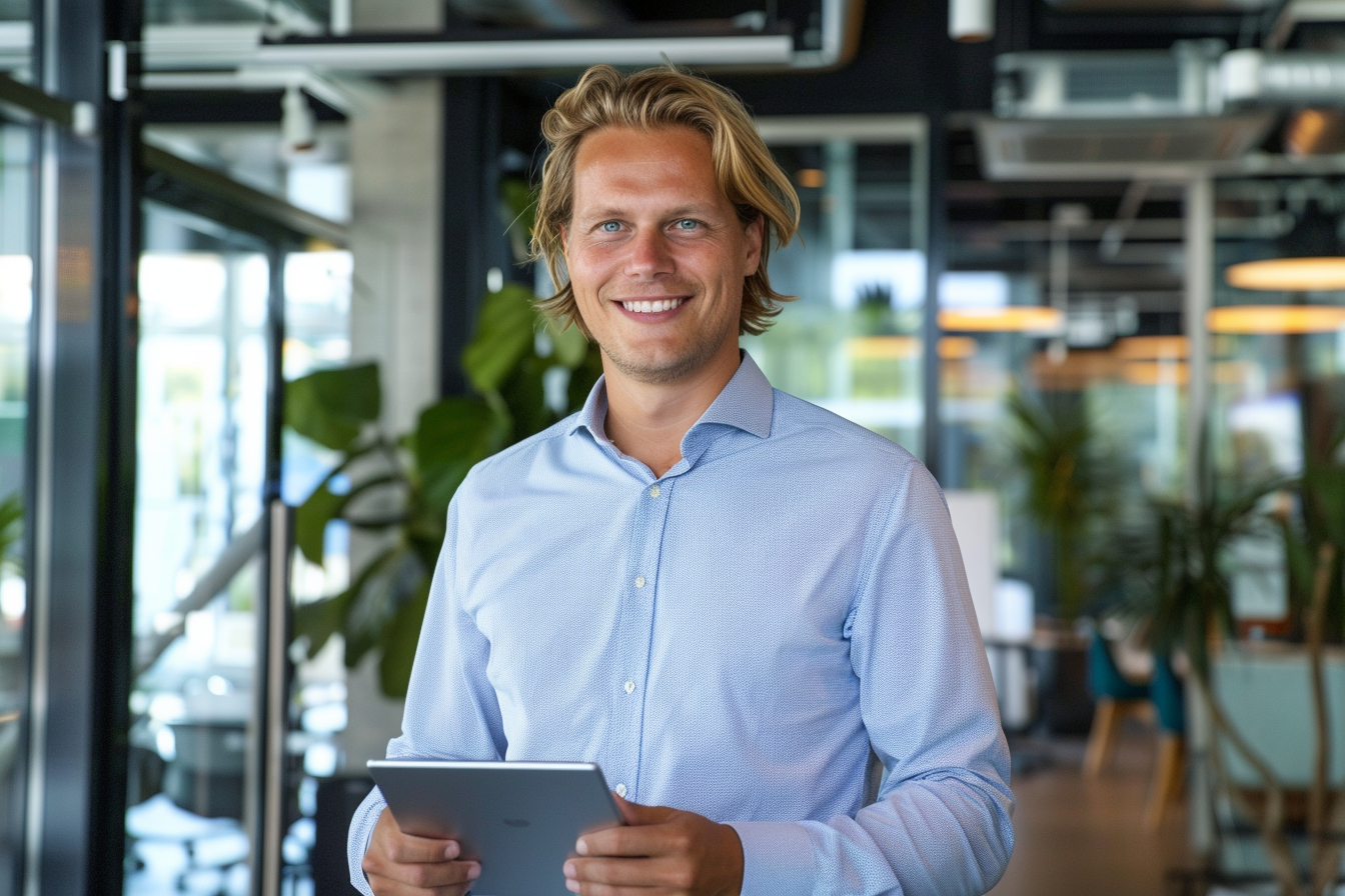 Image gratuite Homme d&rsquo;affaires aux cheveux blonds souriant 1