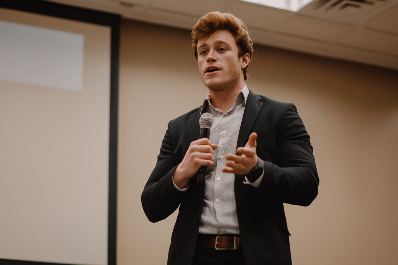 Image gratuite Homme d&rsquo;affaires faisant une présentation 3