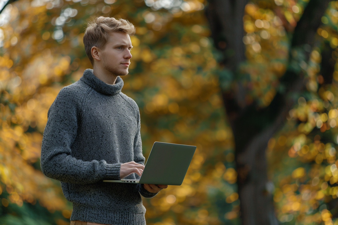 Image gratuite Homme d&rsquo;affaires pensif dans un parc 2