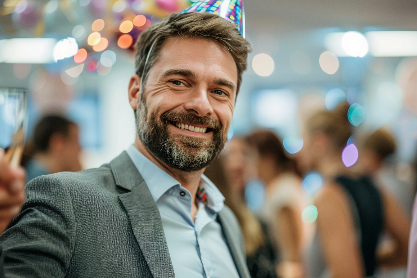 Image gratuite Homme en costume avec chapeau de fête 1