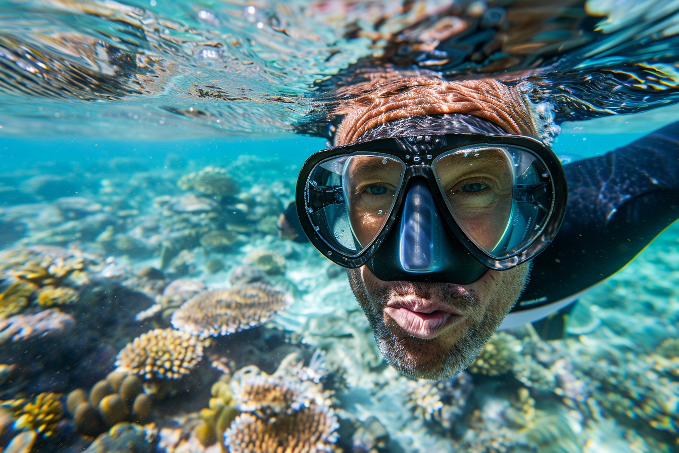Image gratuite Homme explorant des récifs coralliens 2