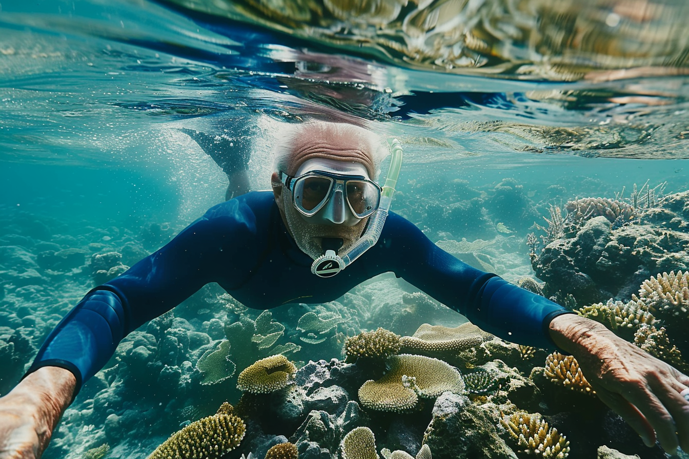 Image gratuite Homme explorant des récifs coralliens 4