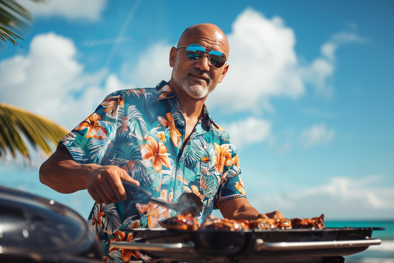 Image gratuite Homme faisant un barbecue sur la plage à la mer 2