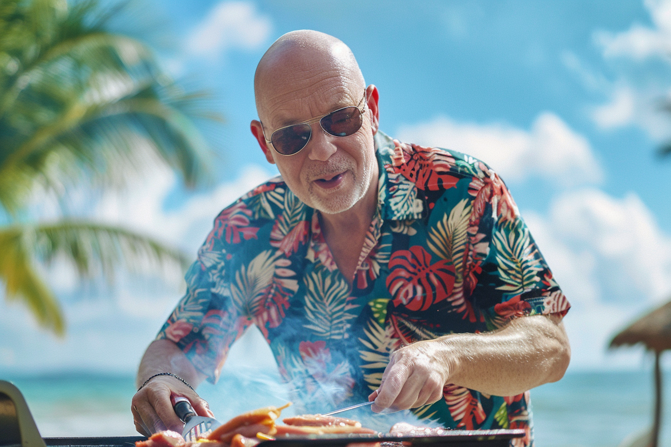 Image gratuite Homme faisant un barbecue sur la plage à la mer 3