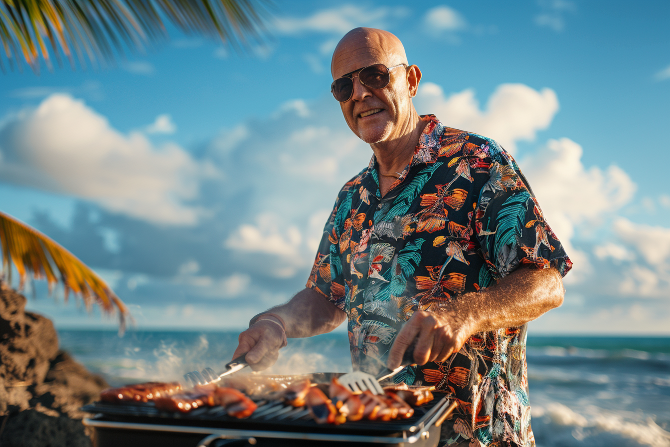 Image gratuite Homme faisant un barbecue sur la plage à la mer 4