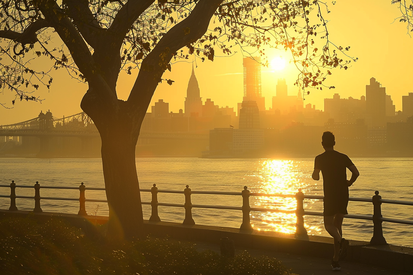 Image gratuite Homme jogging promenade urbaine lever soleil 1