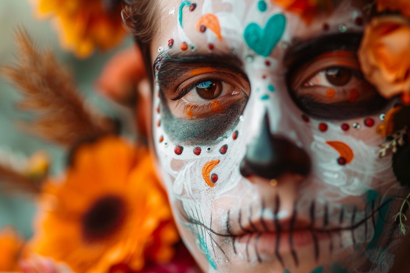 Image gratuite Homme latino honorant Jour des Morts cheveux bruns 1