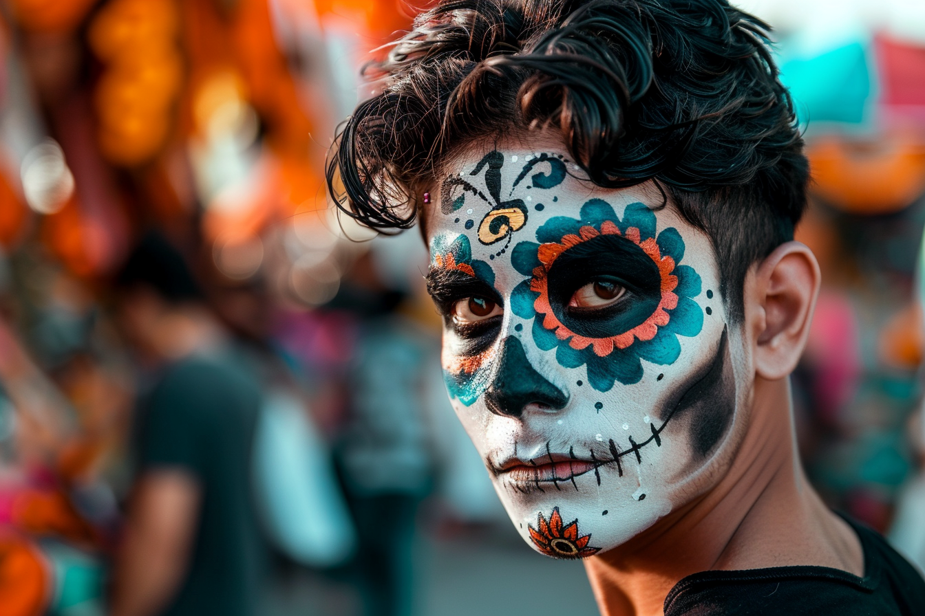 Image gratuite Homme latino Jour des Morts cheveux noirs yeux bruns 1