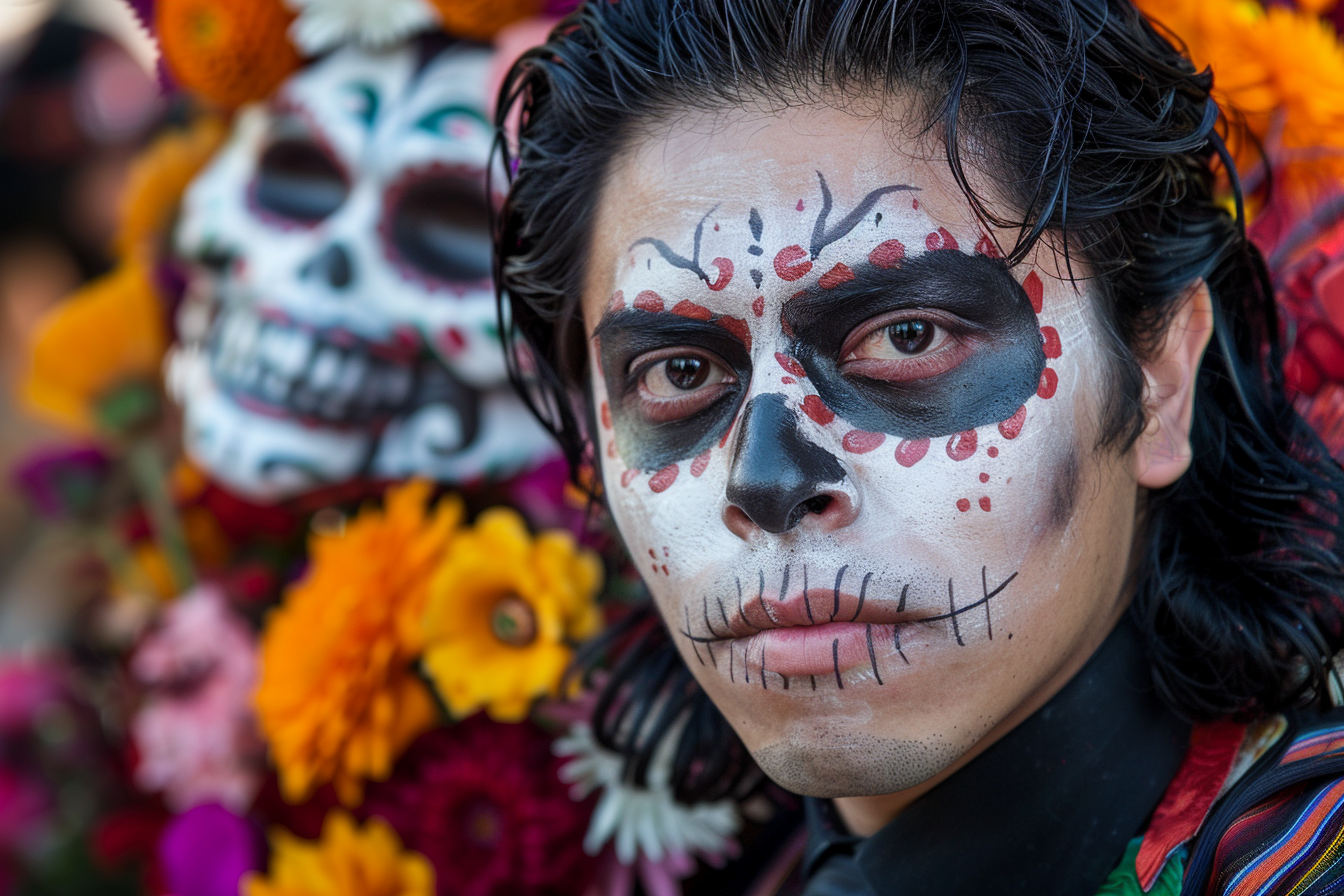 Image gratuite Homme latino Jour des Morts cheveux noirs yeux bruns 3
