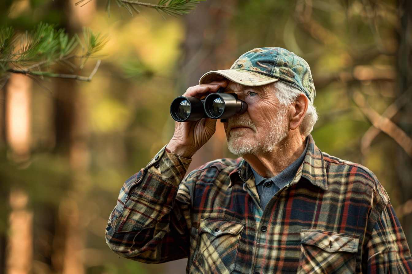 Image gratuite Homme observant les oiseaux dans une forêt 5