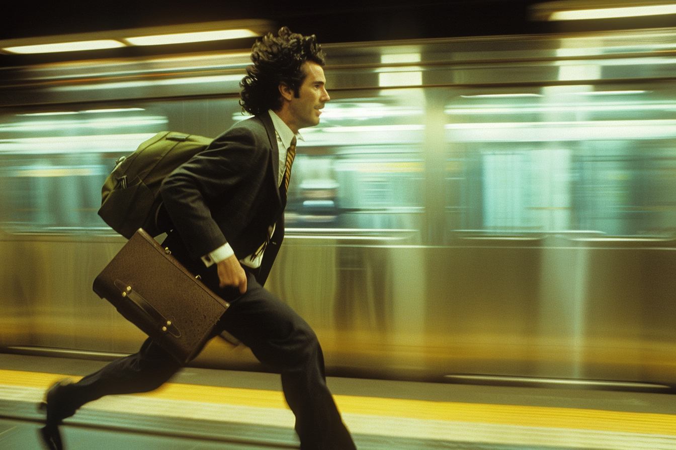 Image gratuite Homme pressé à la gare 1