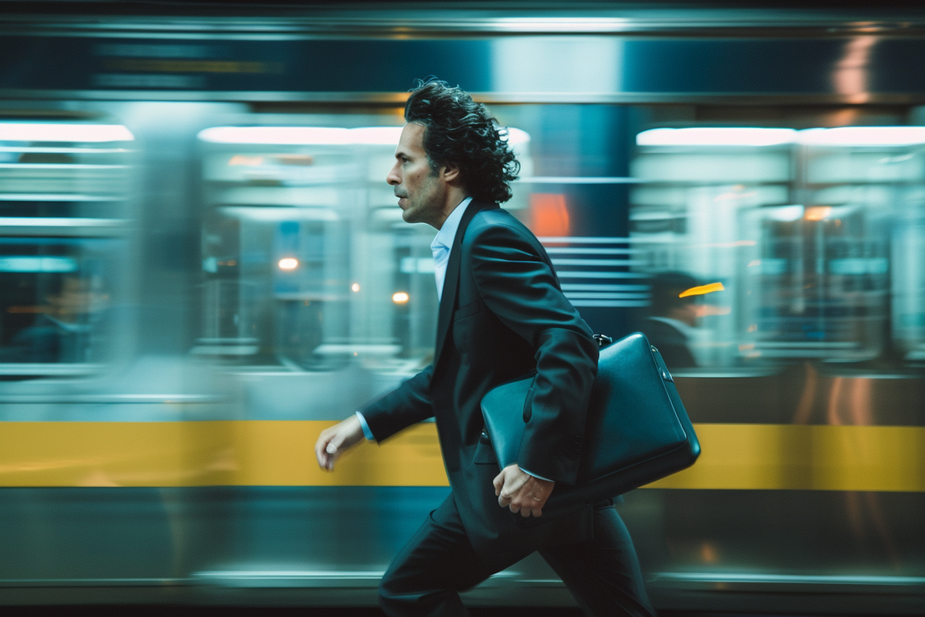 Image gratuite Homme pressé à la gare 2