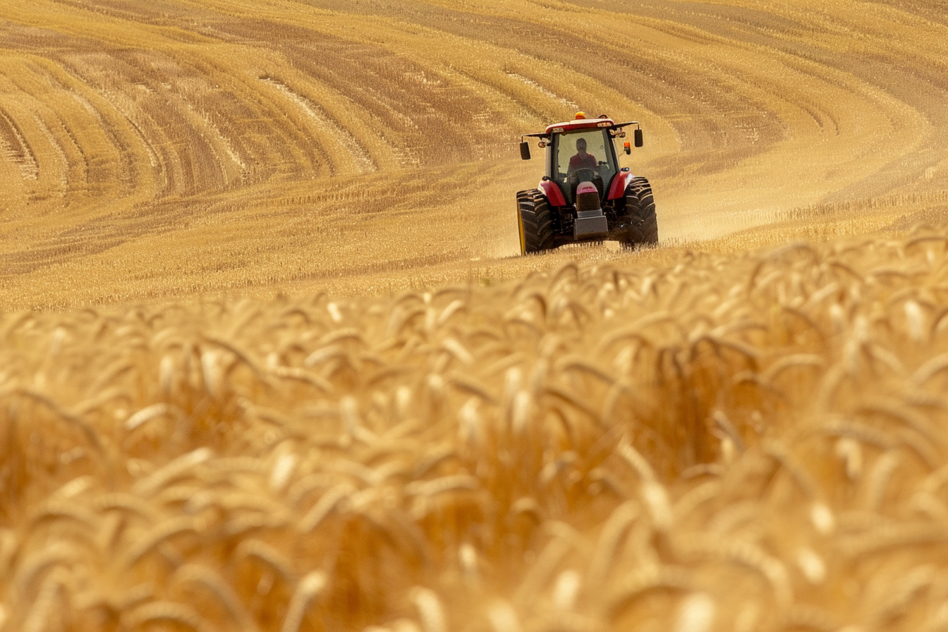 Image gratuite Homme tracteur champs blé dorés 2