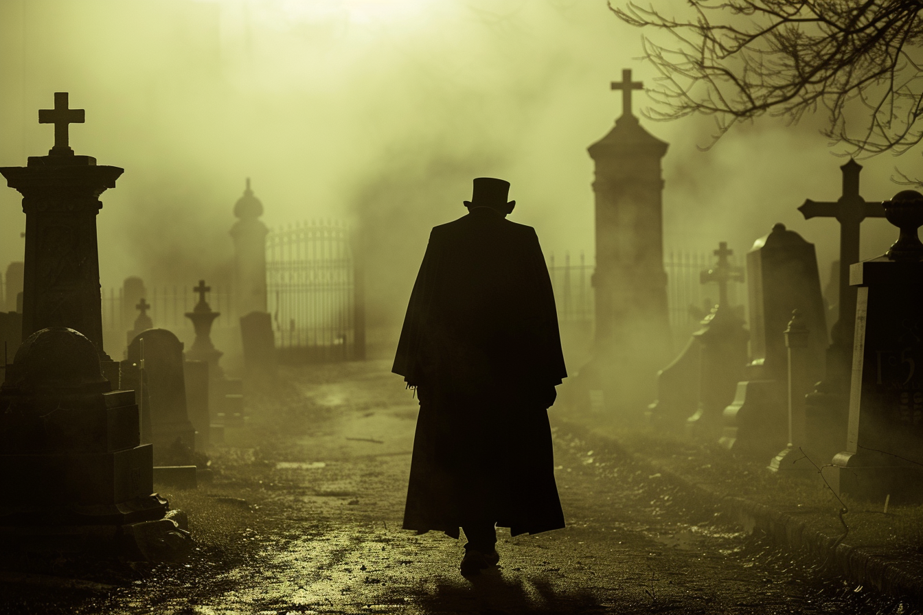 Image gratuite Homme vampire, cimetière brumeux, minuit 2