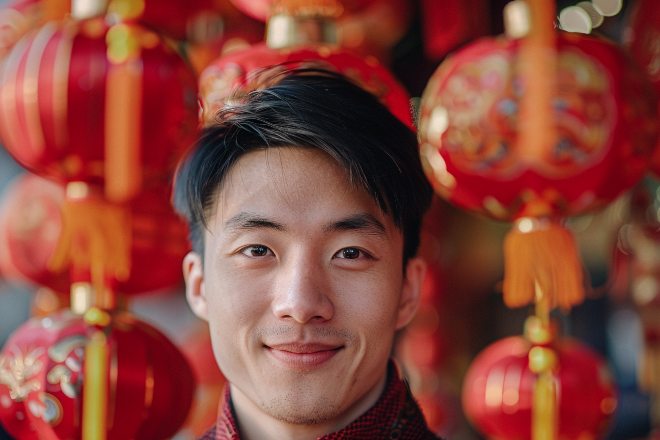 Image gratuite Homme yeux noirs cheveux noirs fête Nouvel An chinois 2