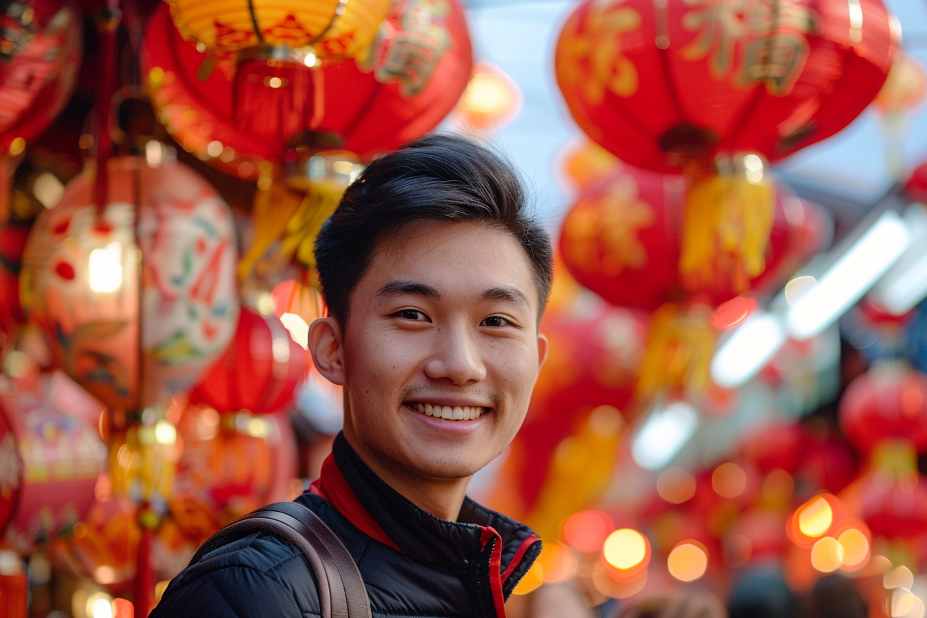 Image gratuite Homme yeux noirs cheveux noirs fête Nouvel An chinois 3