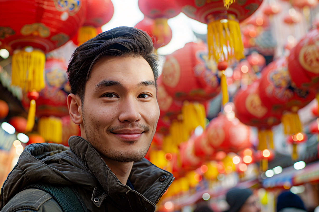 Image gratuite Homme yeux noirs cheveux noirs fête Nouvel An chinois 6