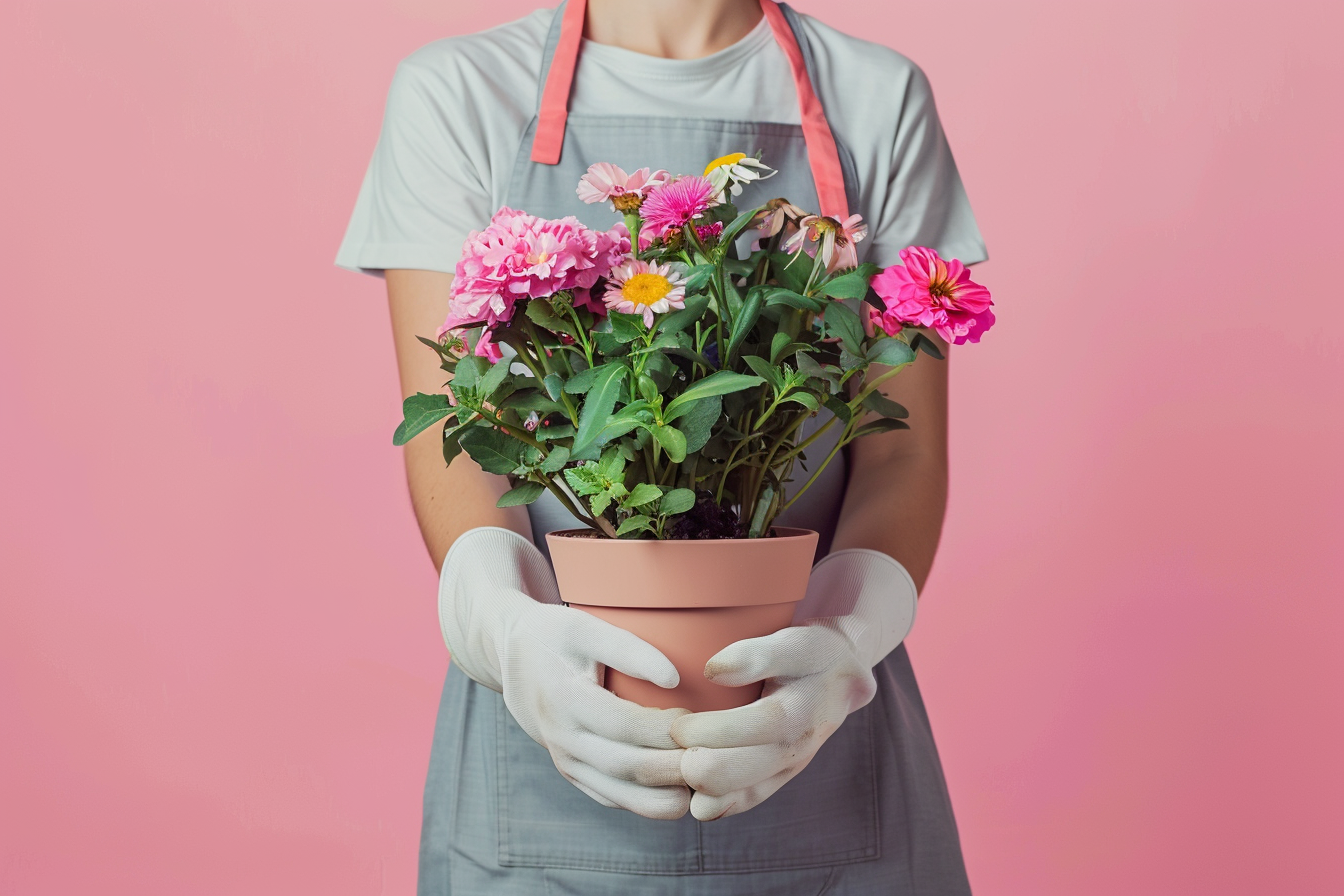 Image gratuite Horticulteur, fond rose 1