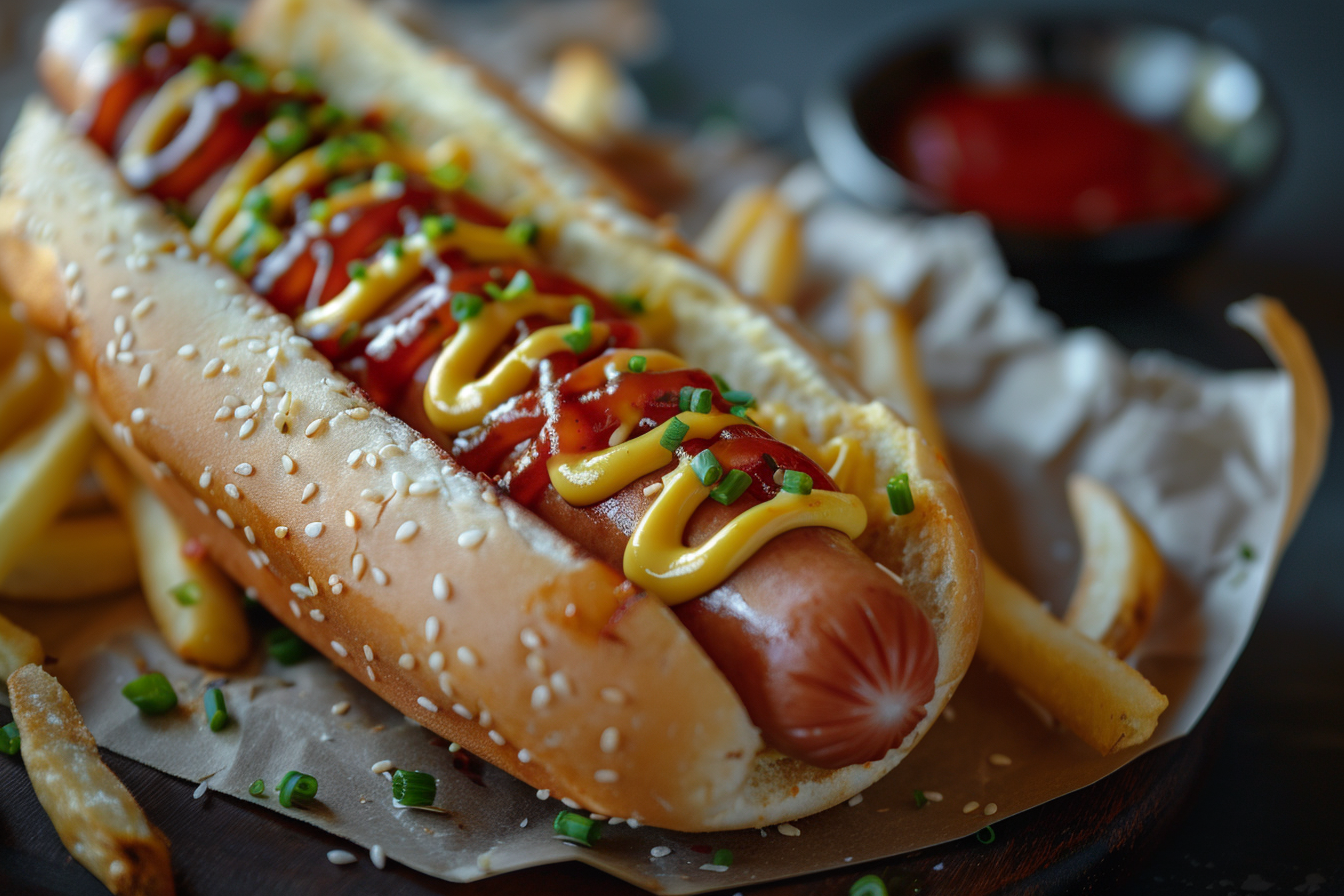 Image gratuite Hot-dog avec des frites 1
