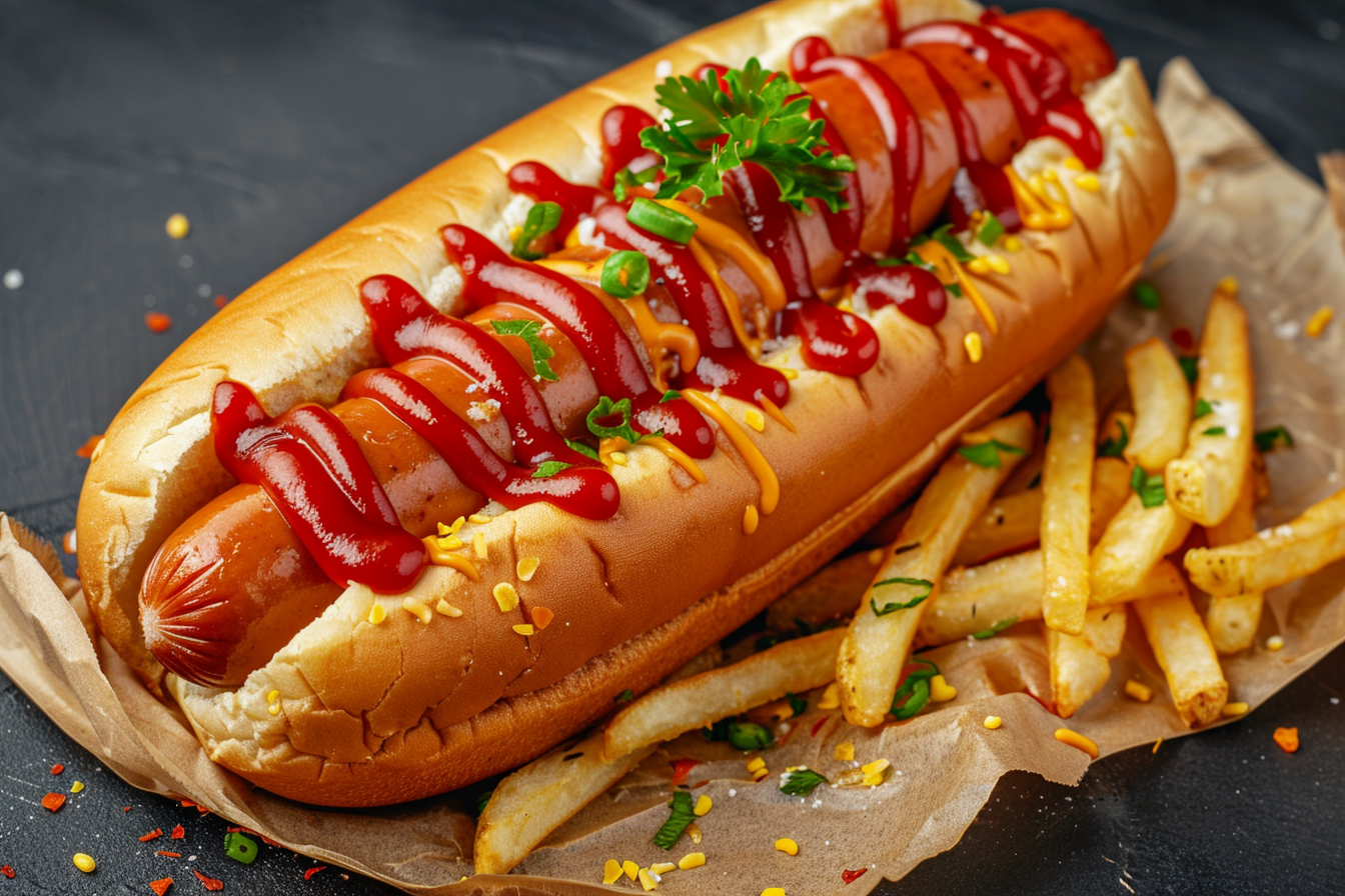 Image gratuite Hot-dog avec des frites 5