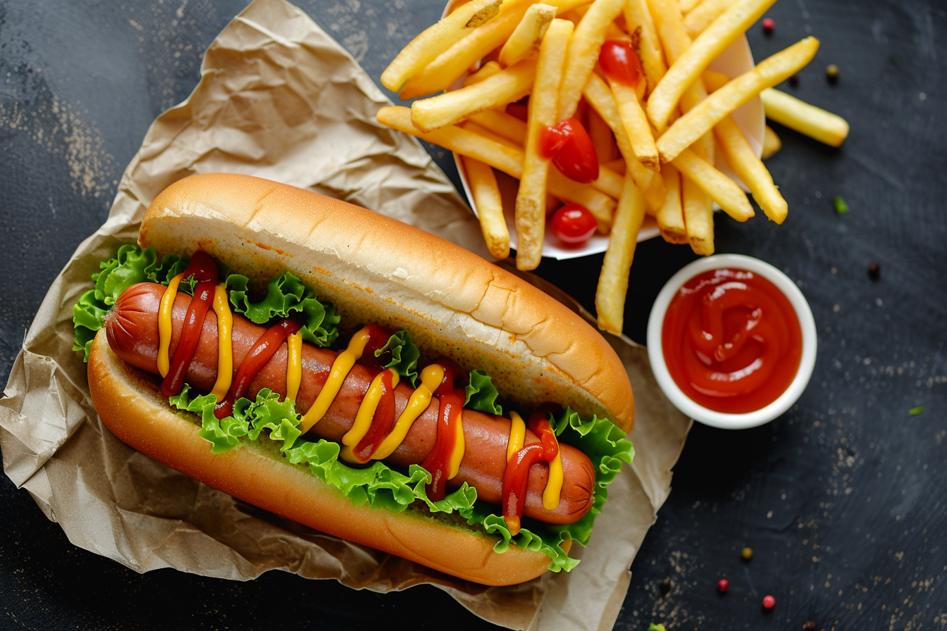 Image gratuite Hot-dog avec des frites 6