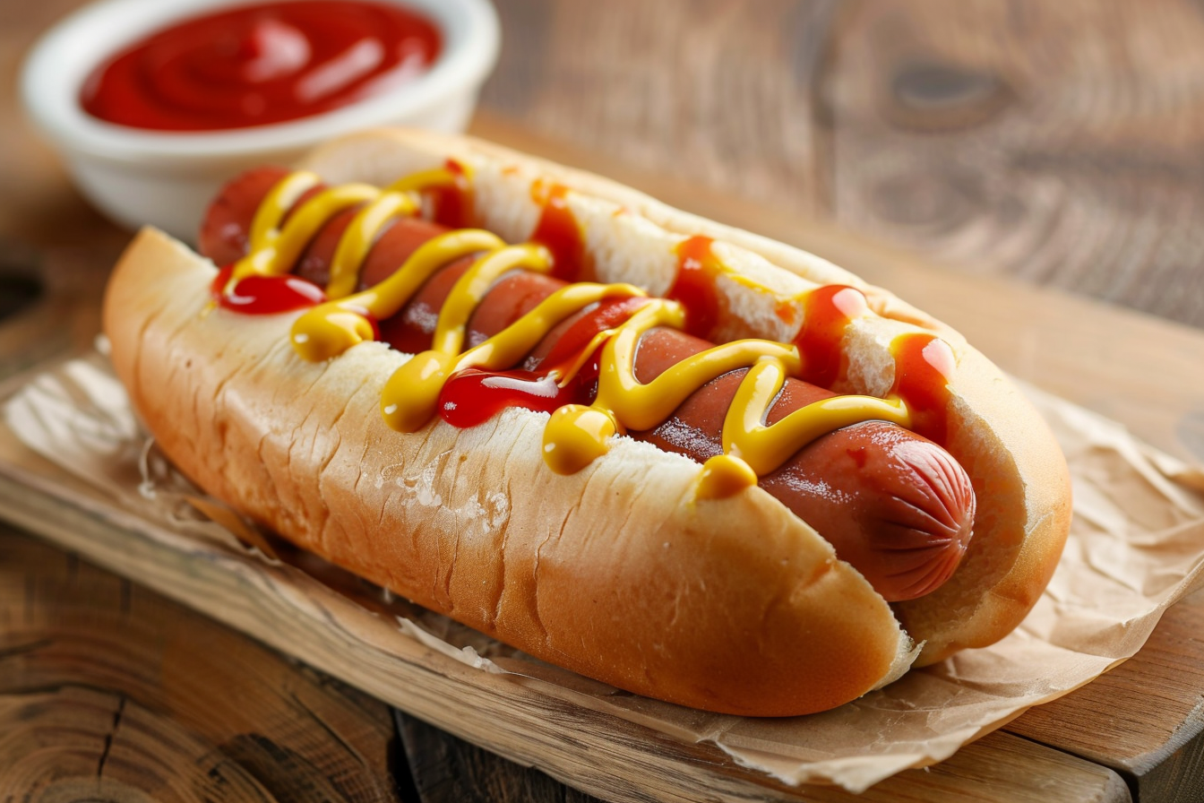 Image gratuite Hot-dog classique avec moutarde et ketchup 2